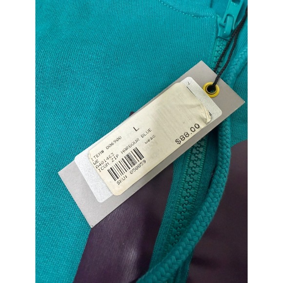 NWT WeSC Hoodie Mens SZ L Blue Black Icon Hood Logo Full Zip Sweatshirt - Picture 2 of 7